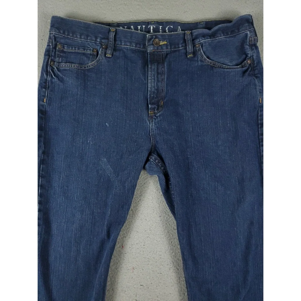 Nautica Jeans Mens Size 38x30 Blue Straight Leg Denim Pants *